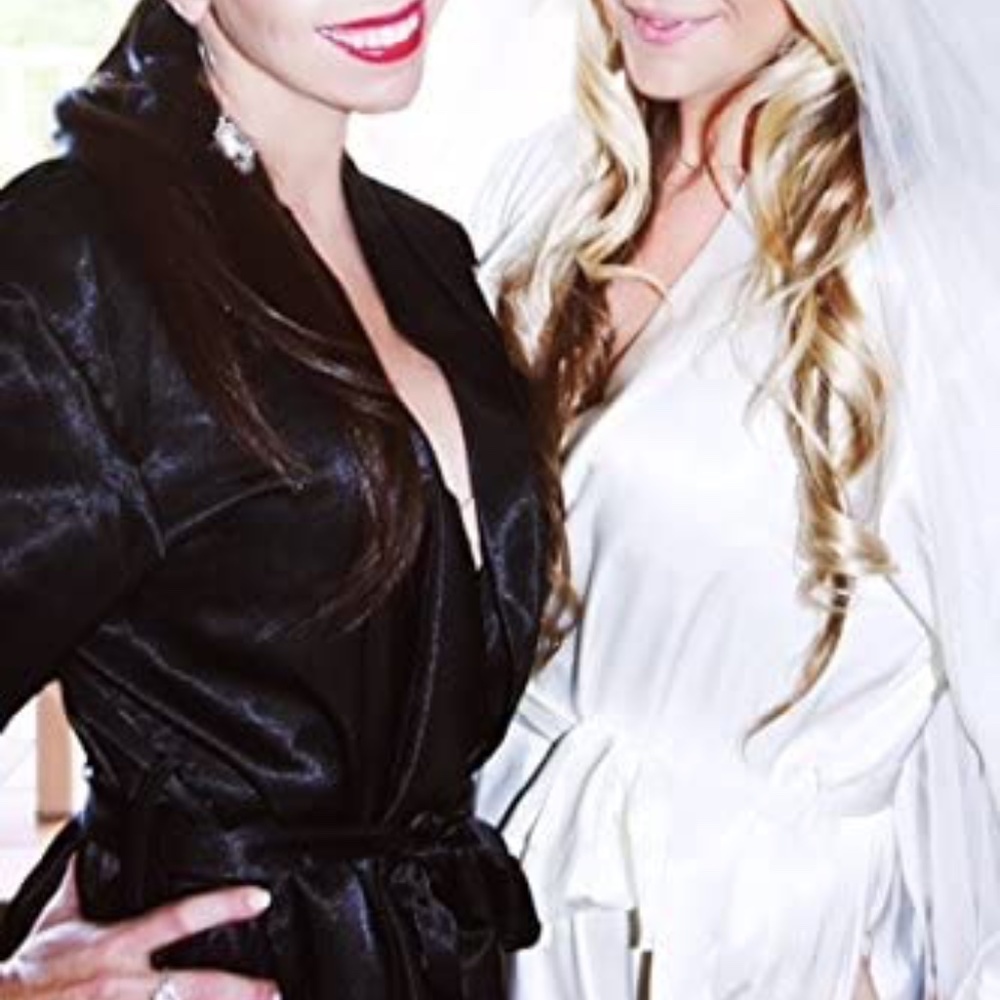 Black Rhinestone Diamante Bridesmaid Satin Robe - Picture 3 of 9
